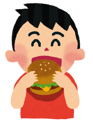 ハンバーガーと男の子