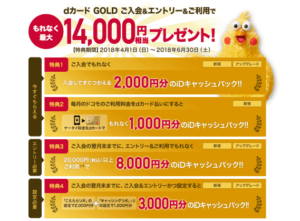dカードのキャンペーンで14,000円キャッシュバック