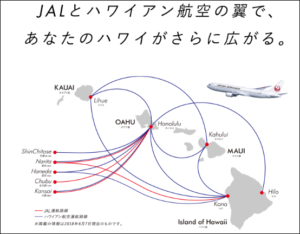 ハワイアン航空のJALマイル特典航空券の対象路線や乗り継ぎ便